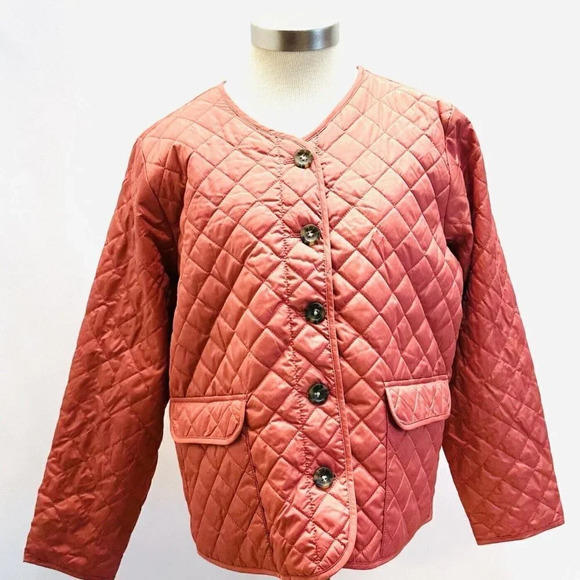 croft & barrow Jackets & Blazers - NWT CROFT & BARROW Women Button Down Quilted Orange Jacket Lightweight PXL
